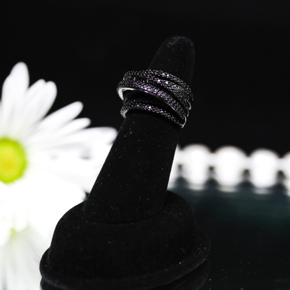 925 14KT Gold Dipped Black Topaz Pave Engagement - Picture 8 of 8